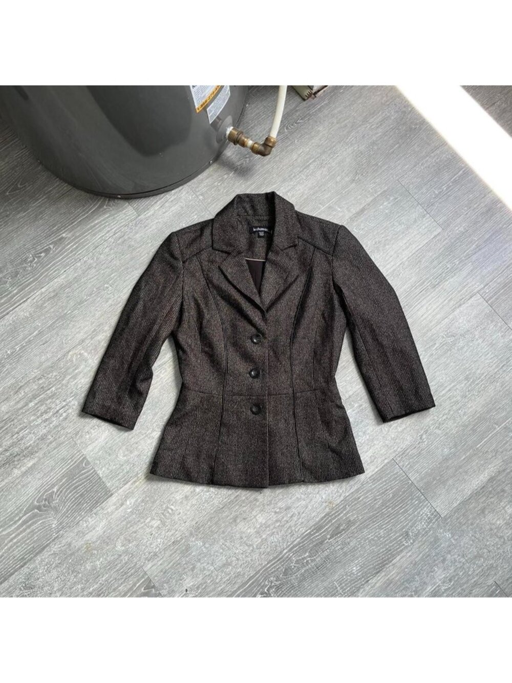 Brown / Grey Vintage “Le Chateau” Wool Blend Button-Up Blazer / Suit Jacket